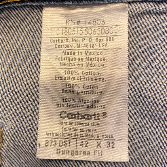 Vintage Carhartt B73 DST Dungaree Vintage Double Knee Logger Carpenter Jeans - Picture 9 of 12